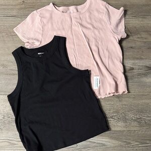 Old Navy Black and Pink Tank and Tee Set XL
